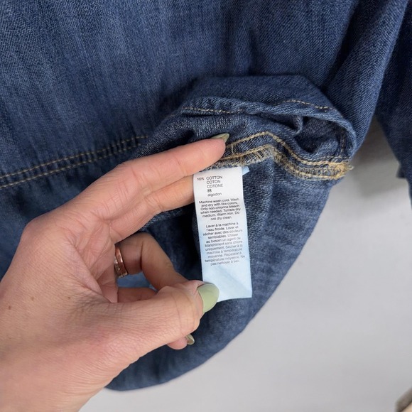 Gap Dress Womens XL Blue Denim Indigo Long Sleeve Shirt Western Shift Popover - Picture 5 of 10